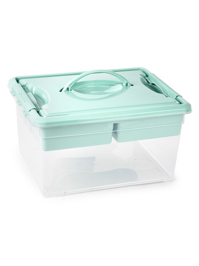 Caja organizadora plastico plasticforte n 9 con bandeja colores surtidos 27x34x18 cm