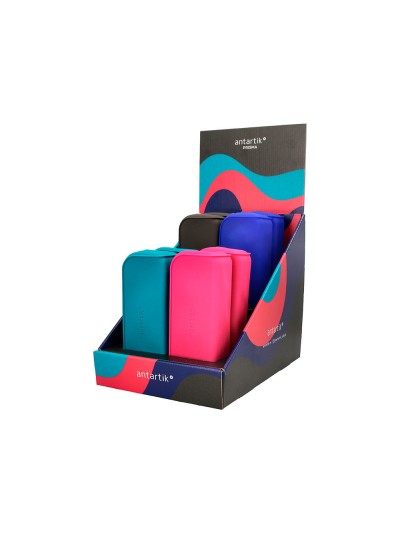 Estuche portatodo antartik prisma soft rectangular 185x50x75 mm expositor de 8 unidades colores intensos