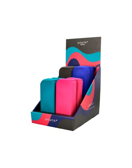 Estuche portatodo antartik prisma soft rectangular 185x50x75 mm expositor de 8 unidades colores intensos