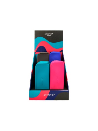 Estuche portatodo antartik prisma soft rectangular 185x50x75 mm expositor de 8 unidades colores intensos