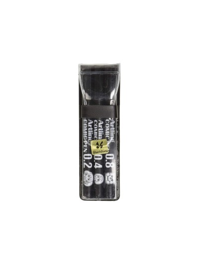 Rotulador artline comic pen calibrado micrometrico negro bolsa de 3 uds 0,2 0,4 0,8 mm
