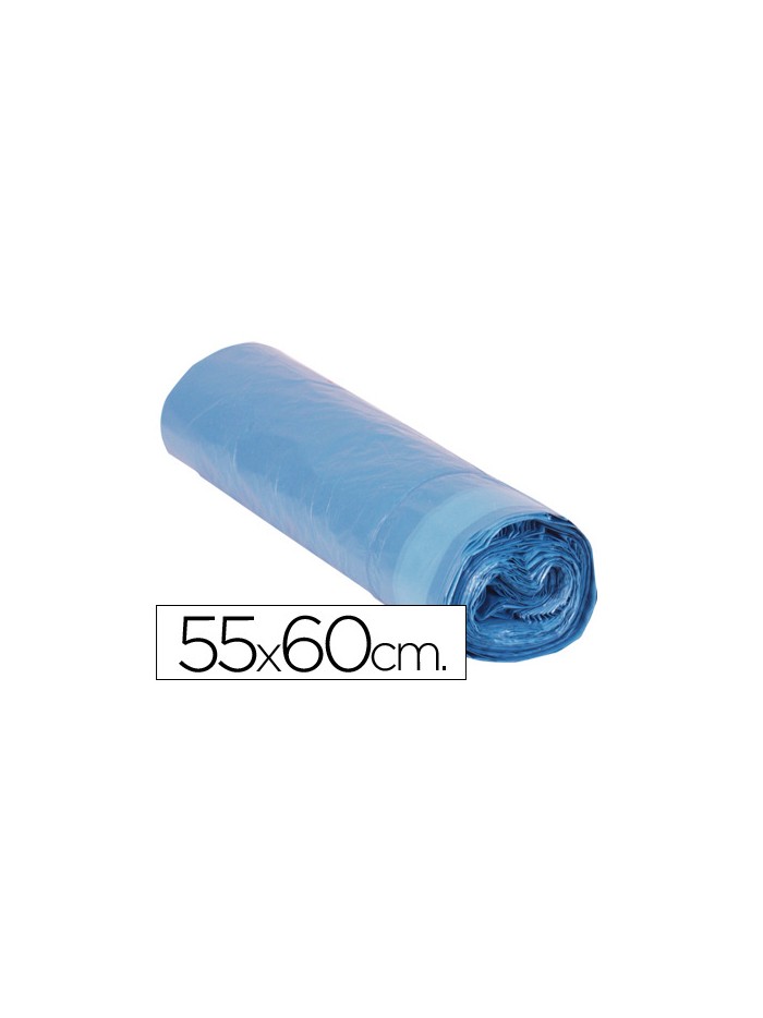 Bolsa basura domestica azul cierra facil 55x60 galga 120 rollo de 20 unidades Bolsa basura domestica azul cierra facil 55x60 galga 120 rollo de 20 unidades