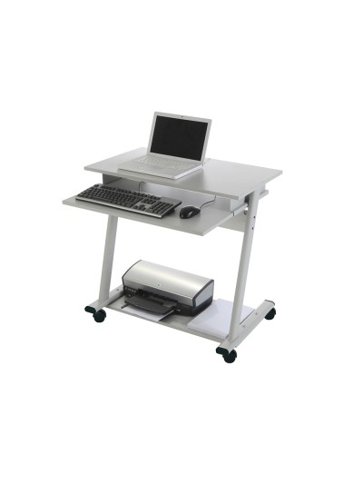 Mesa ordenador rocada rd-9100 sistema bloqueo con ruedas estructura metalica con bandeja teclado extraible