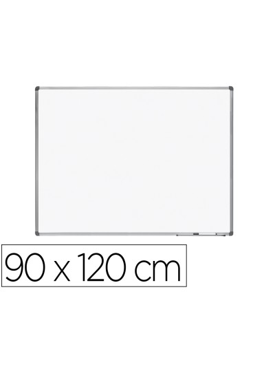 Pizarra blanca rocada lacada magnetica marco aluminio con cantoneras 90x120 cm