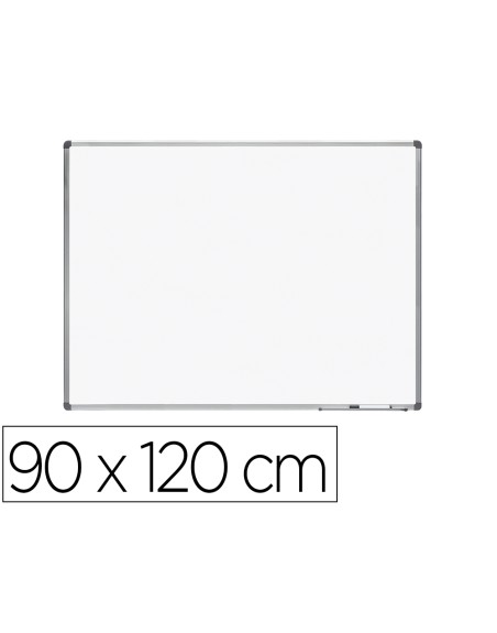 Pizarra blanca rocada lacada magnetica marco aluminio con cantoneras 90x120 cm