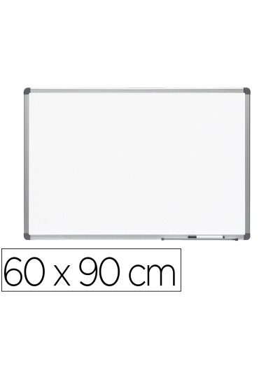 Pizarra blanca rocada lacada magnetica marco aluminio con cantoneras 60x90 cm
