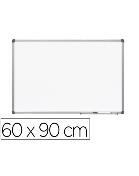 Pizarra blanca rocada lacada magnetica marco aluminio con cantoneras 60x90 cm