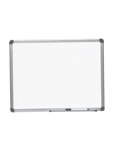 Pizarra blanca rocada lacada magnetica marco aluminio con cantoneras 45x60 cm