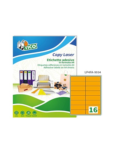 Etiqueta adhesiva tico naranja fluorescentes permanente fsclaser/inkjet/fotocopia 99,1x34mm caja de 1120 unidades