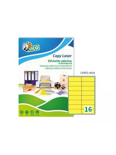 Etiqueta adhesiva tico amarill o fluorescentes permanente fsclaser/inkjet/fotocopia 99,1x34mm caja de 1120 unidades