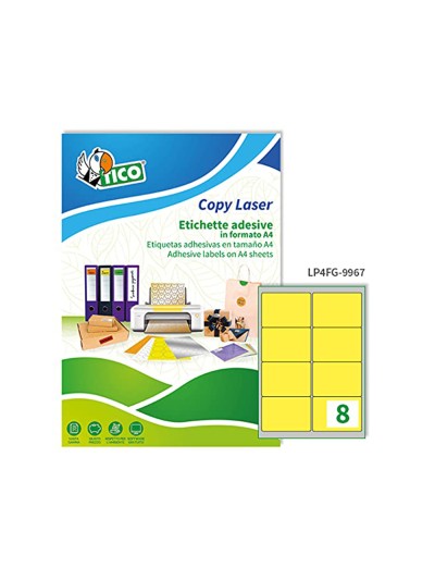 Etiqueta adhesiva tico amarill o fluorescentes permanente fsclaser/inkjet/fotocopia 99,1x67,7 mm caja de 560 unidades