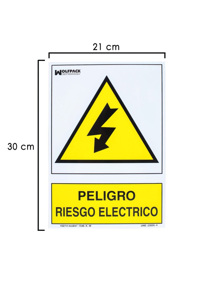 Cartel Peligro Electrico 30x21 cm.