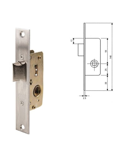 Cerradura Tesa 2215/28/ai    Sin Gancho