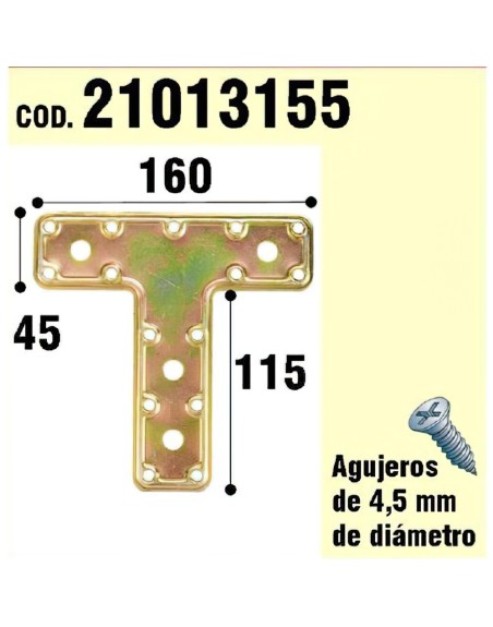 Soporte Para Madera Placa "T"  Bicromatado 160 mm.