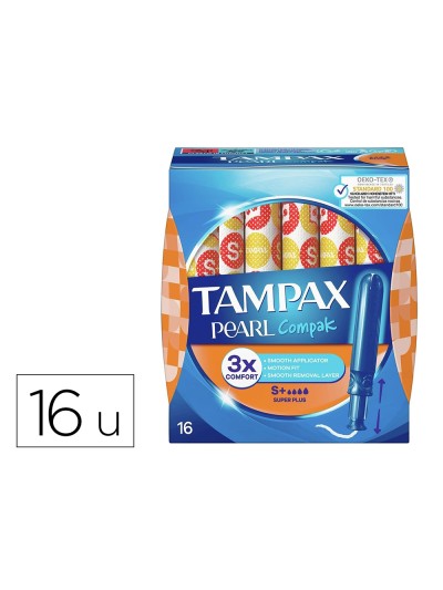 Tampon tampax pearl compak super plus caja de 16 unidades