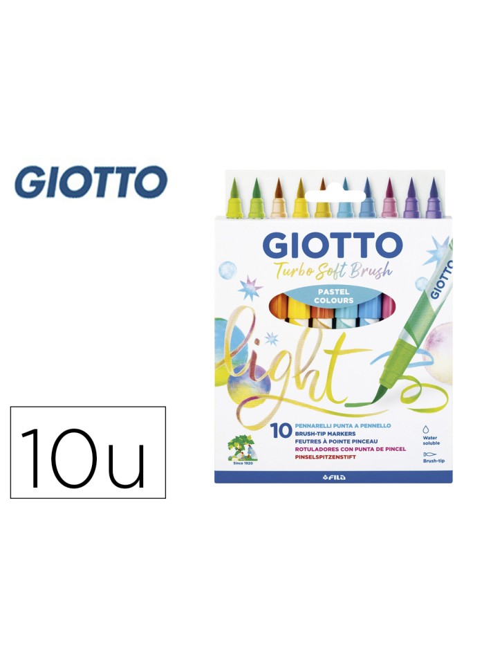 Rotulador giotto turbo soft brush pastel punta de pincel caja de 10 unidades colores surtidos Rotulador giotto turbo soft brush pastel punta de pincel caja de 10 unidades colores surtidos