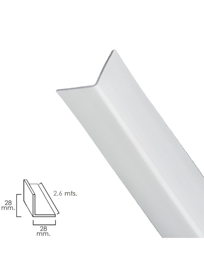 Perfil Pvc Angulo 25x25 mm. Blanco Barra 2,5 metros