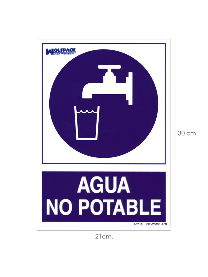 Cartel Agua No Potable 30x21cm. Cartel Agua No Potable 30x21cm.