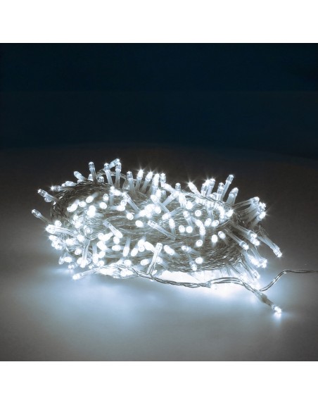 Guirnalda Luces Navidad 300 Leds Color Blanco Frio Luz Navidad Interiores y Exteriores Ip44. Cable Transparente.