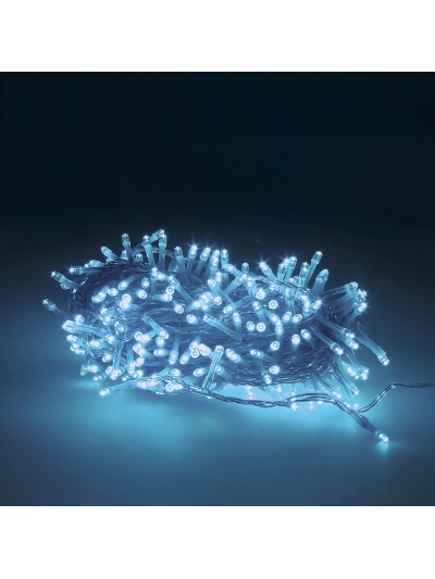 Guirnalda Luces Navidad 300 Leds Color Azul Hielo. Luz Navidad Interiores y Exteriores Ip44. Cable Transparente.