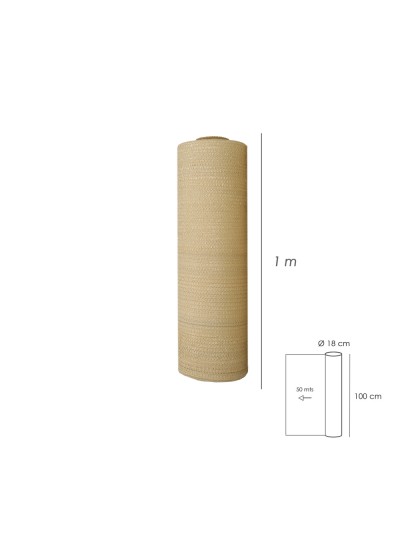 Malla Sombreo Rollo 1.0 x 50 metros, Reduce Radiación, Protección Jardín y Terraza, Regula Temperatura, Color Beige
