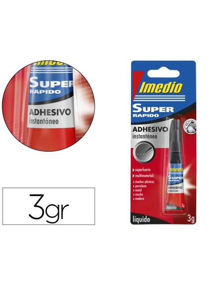 Pegamento imedio super rapido adhesivo instantaneo bote de 3 gr