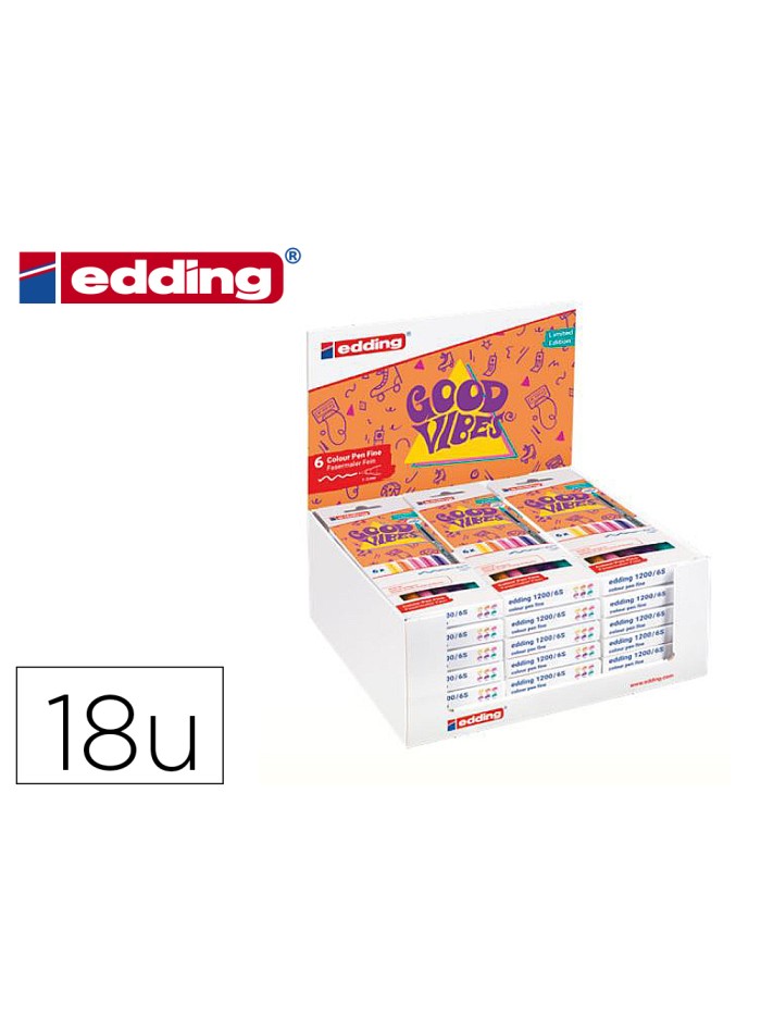 Rotulador edding punta fibra 1200 good vibes expositor con 18 cajas de 6 colores surtidos Rotulador edding punta fibra 1200 good vibes expositor con 18 cajas de 6 colores surtidos