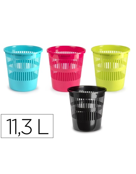 Papelera plastico plastiforte colores surtidos 11,3 litros 275x275x280 mm