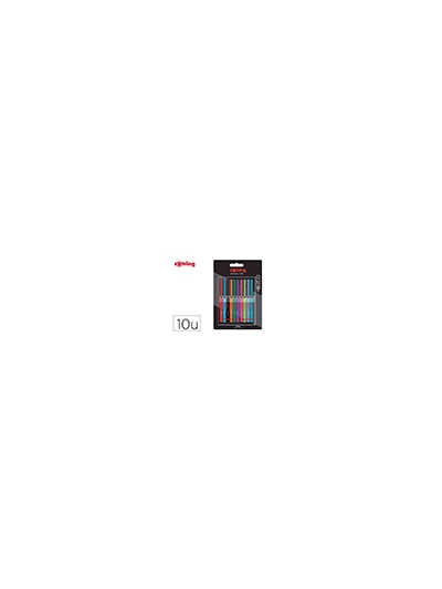 Rotulador rotring fineliner punta metalica 0,4 mm pack de 10 colores surtidos