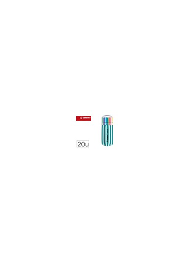 Rotulador stabilo punta de fibra pen 68 zebrui turquesa estuche de 20 unidades colores surtidos