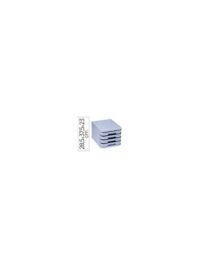 Fichero cajones de sobremesa faibo plastico 100% reciclable 4 cajones azul pastel 28,5x37,5x23 cm