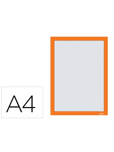 Marco porta anuncios nobo din a4 marco magnetico autoadhesivo color naranja pack de 2 unidades