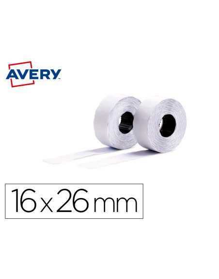 Etiqueta avery ondulada blanca permanente 26x16 mm para etiquetadora pl21/18 caja de 10 rollos de 1200 etiqietas