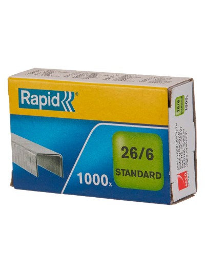 Grapas rapid 26/6 mm galvanizada caja de 1000 unidades