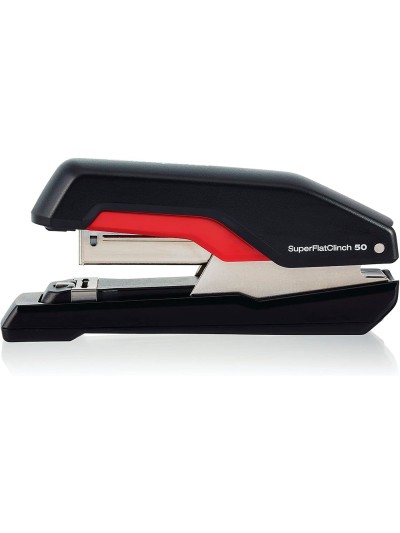 Grapadora rapid supreme s50 plastico capacidad de grapado 50 hojas usa grapas 24/6-8+ y 26/6-8+ color negro/rojo