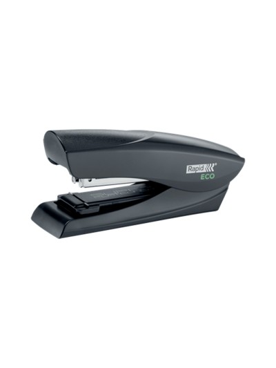 Grapadora rapid fashion eco plastico 100% reciclado capacidad 25 hojas usa grapas 24/6 y 26/6 color negro
