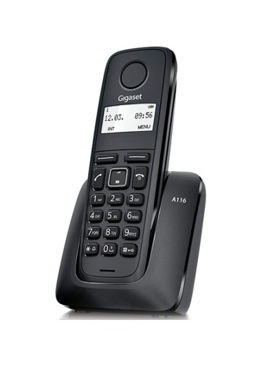 Telefono fijo inalambrico gigaset a116 negro 50 numeros agenda