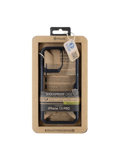 Funda muvit shockproof 2m para apple iphone 13 pro transparente - negra