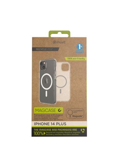 Funda muvit recycletek magsafe para apple iphone 14 plus transparente