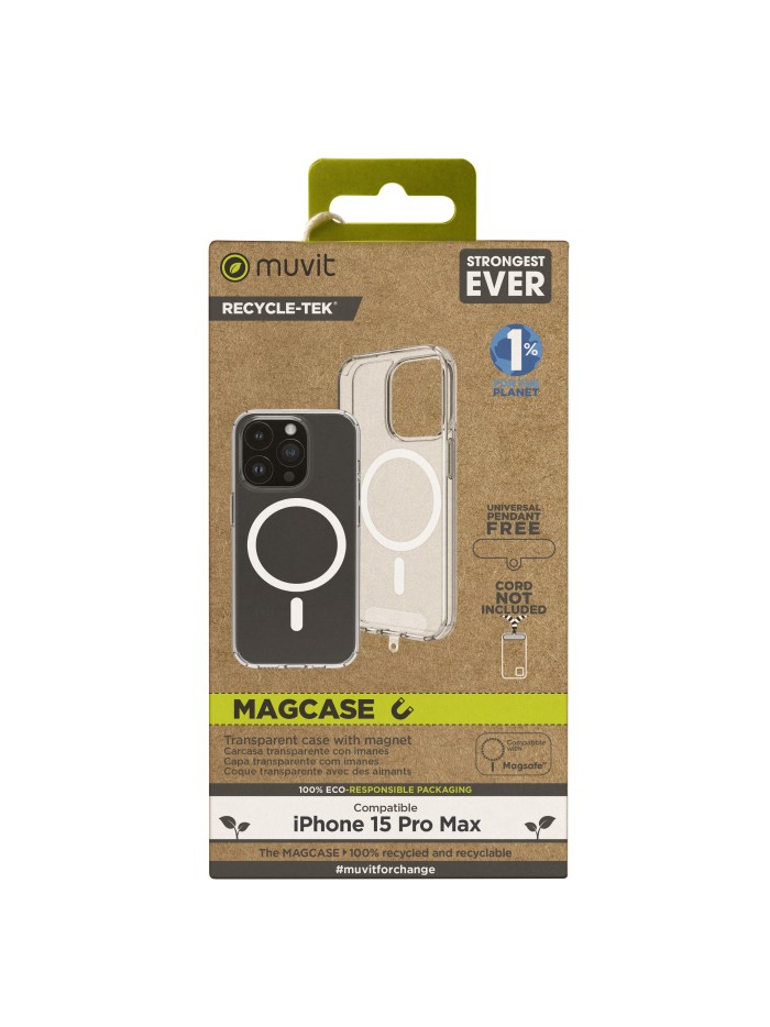 Funda muvit recycletek magsafe para apple iphone 15 pro transparente Funda muvit recycletek magsafe para apple iphone 15 pro transparente