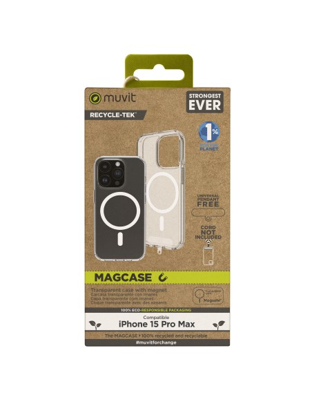 Funda muvit recycletek magsafe para apple iphone 15 pro transparente