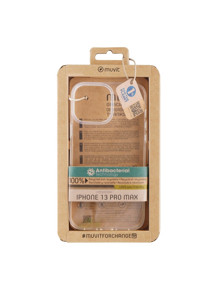 Funda muvit recycletek para apple iphone 13 pro max antibacterias transparente Funda muvit recycletek para apple iphone 13 pro max antibacterias transparente