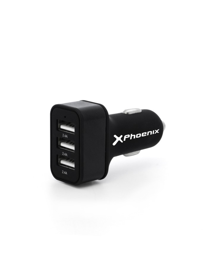 Cargador universal phoenix phcarcharger3usb para coche - mechero 5v - 3 x usb 7.2a negro acabado en silicona Cargador universal phoenix phcarcharger3usb para coche - mechero 5v - 3 x usb 7.2a negro acabado en silicona