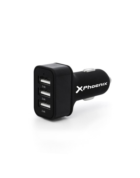 Cargador universal phoenix phcarcharger3usb para coche - mechero 5v - 3 x usb 7.2a negro acabado en silicona