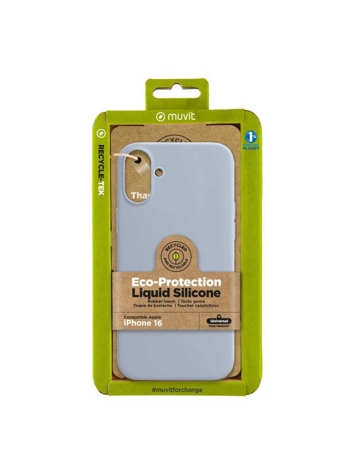 Funda muvit recycletek liquid silicone para apple iphone 16 azul cielo Funda muvit recycletek liquid silicone para apple iphone 16 azul cielo