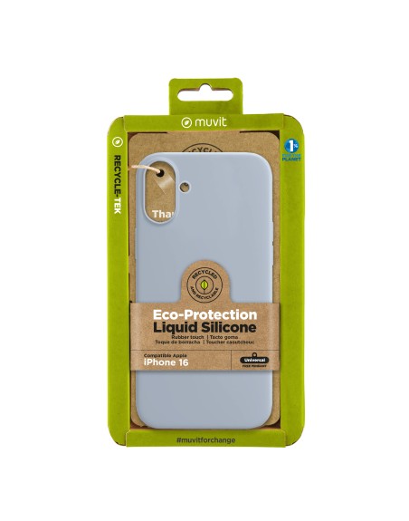 Funda muvit recycletek liquid silicone para apple iphone 16 azul cielo