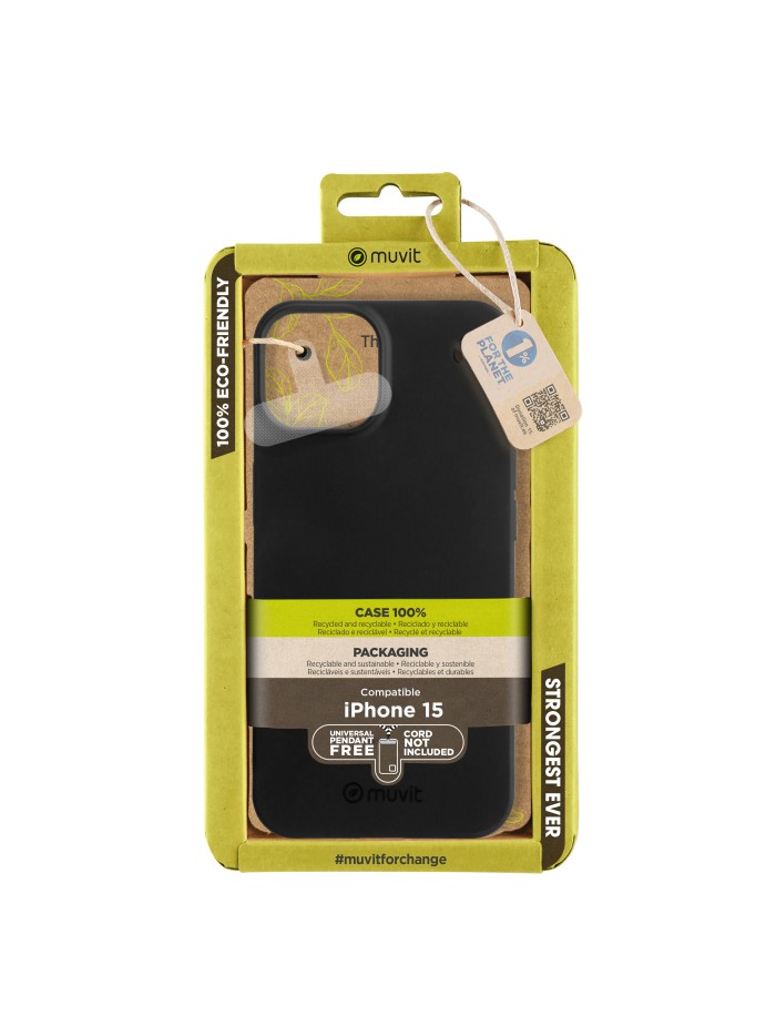 Funda muvit recycletek para apple iphone 15 negra Funda muvit recycletek para apple iphone 15 negra