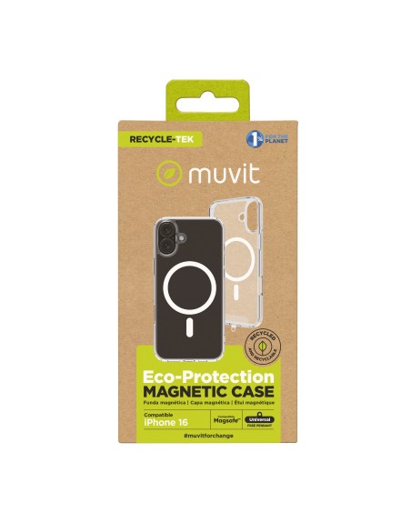 Funda muvit recycletek magsafe para apple iphone 16 transparente
