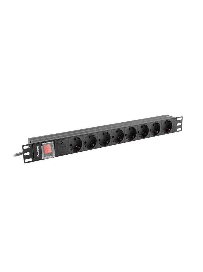 Regleta lanberg 1u 16a rack 19 8x schuko negro 2m Regleta lanberg 1u 16a rack 19 8x schuko negro 2m