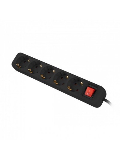 Regleta lanberg 5 tomas schuko con protecion negra 1.5m